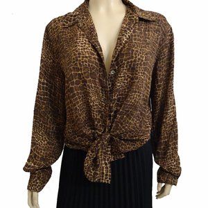 Liz Claiborne Liz Sports Brown Beige Blouse Size Large